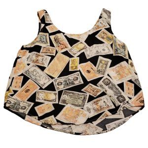 Leger Tank Top Shirt Black / Multi Women's Medium M Foreign Currency Vintage USA